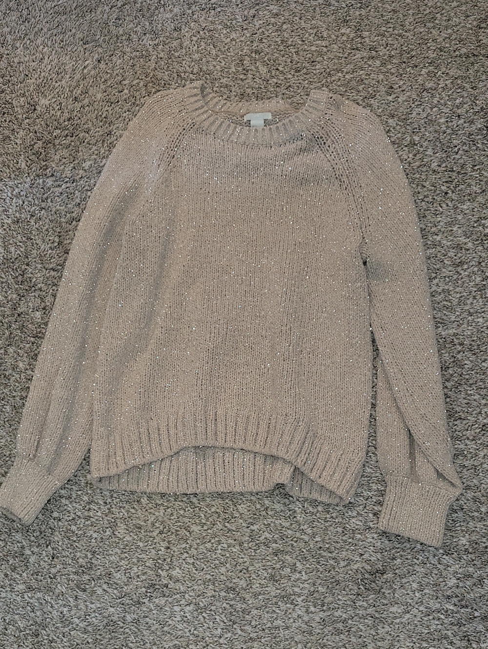 H&M Metallic Beige Crewneck Sweater